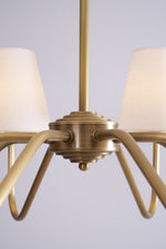 Opaluxe Brass Chandelier – Six-Light Designer Ceiling Light with Fabric Shades