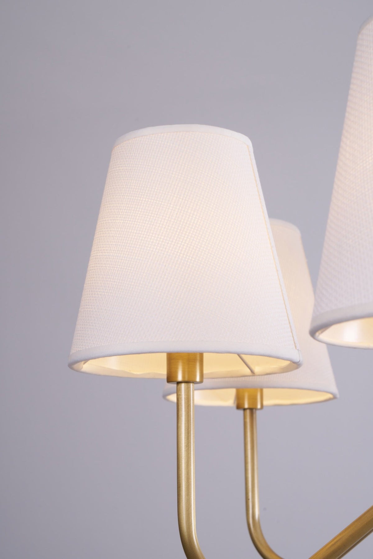 Opaluxe Brass Chandelier – Six-Light Designer Ceiling Light with Fabric Shades