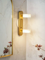 Traviso Trio Wall Sconce in Travertine and Matte Black for Bathroom Vanity