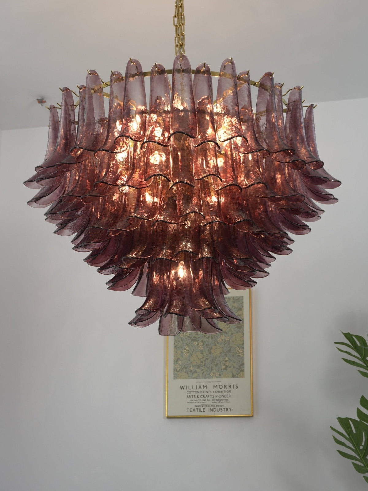 Amethyst Bloom Chandelier — Handcrafted Glass Petal Chandelier in Gold or Nickel