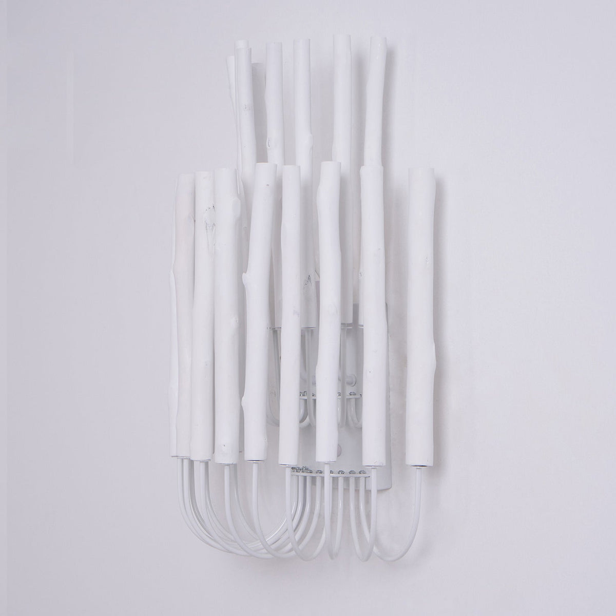 Swinton Sculptural Wooden Wall Sconce with Curved Iron Arm