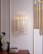 Swinton Sculptural Wooden Wall Sconce with Curved Iron Arm
