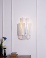 Swinton Sculptural Wooden Wall Sconce with Curved Iron Arm