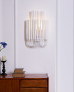 Swinton Sculptural Wooden Wall Sconce with Curved Iron Arm