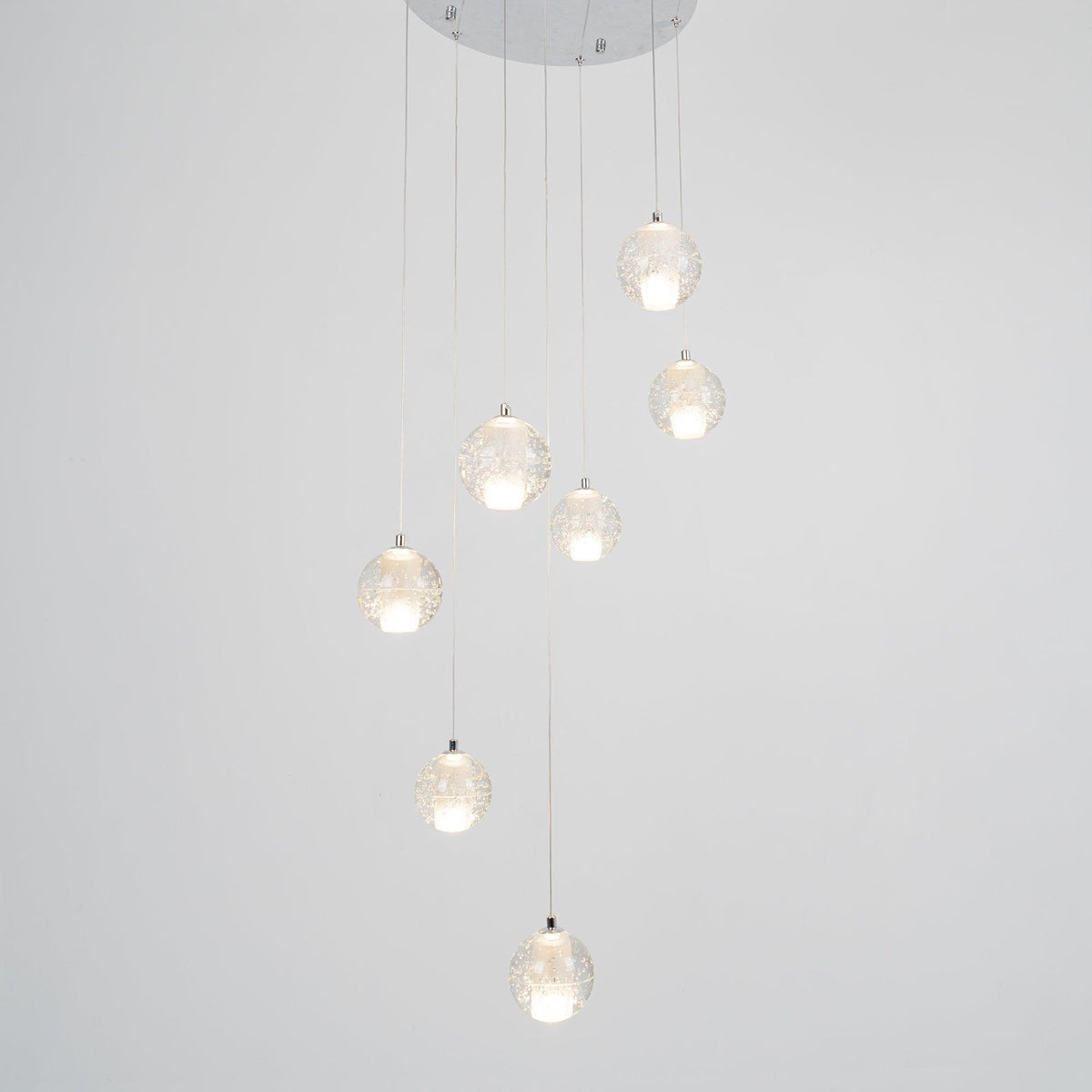 Crystal Ball Pendant Light – Chrome & Clear Glass Chandelier