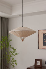 Suki Decorative Pendant Light – Pleated Fabric Shade with Crystal Diffuser
