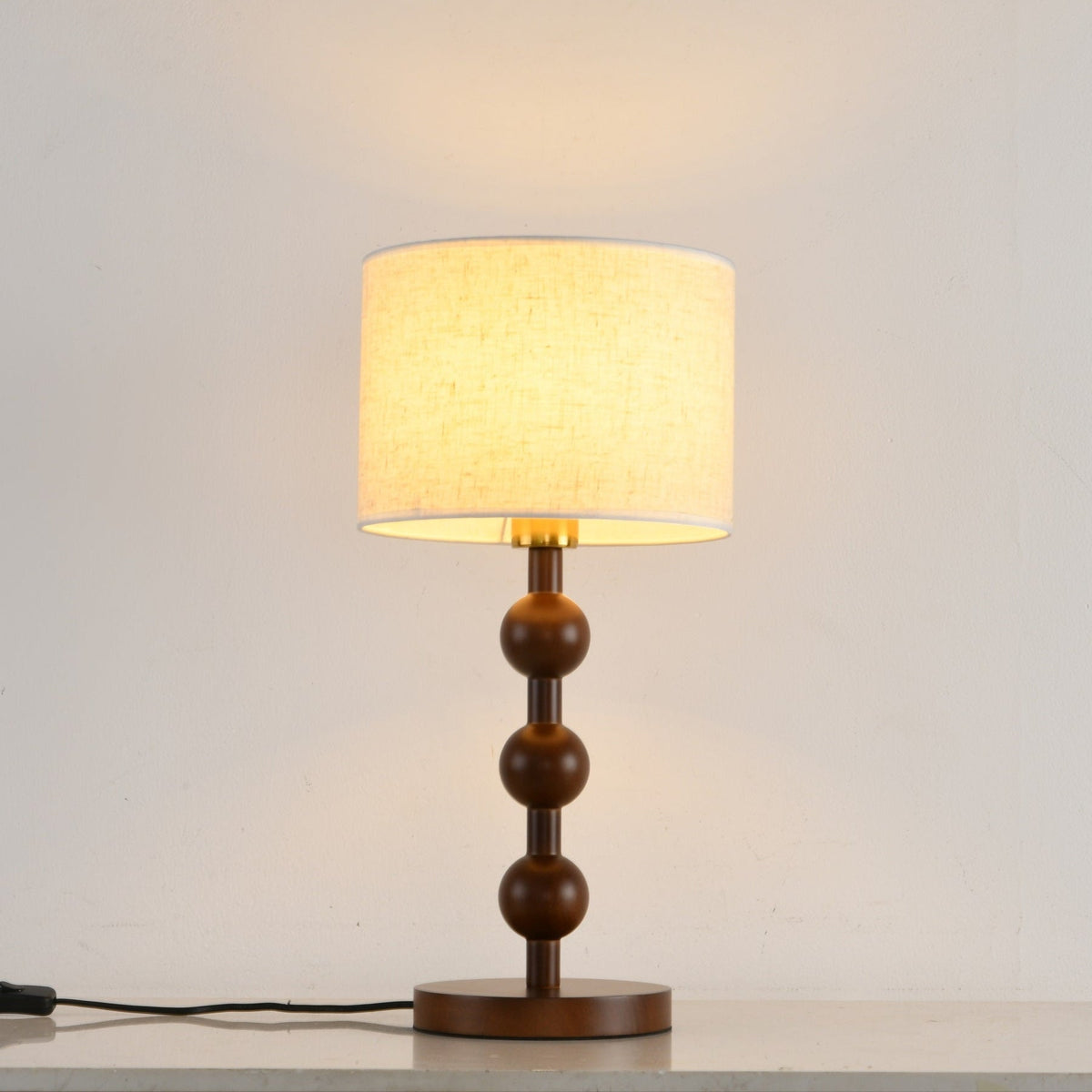 Orba Wooden Table Lamp with Fabric Shade – Modern Sculptural Lighting