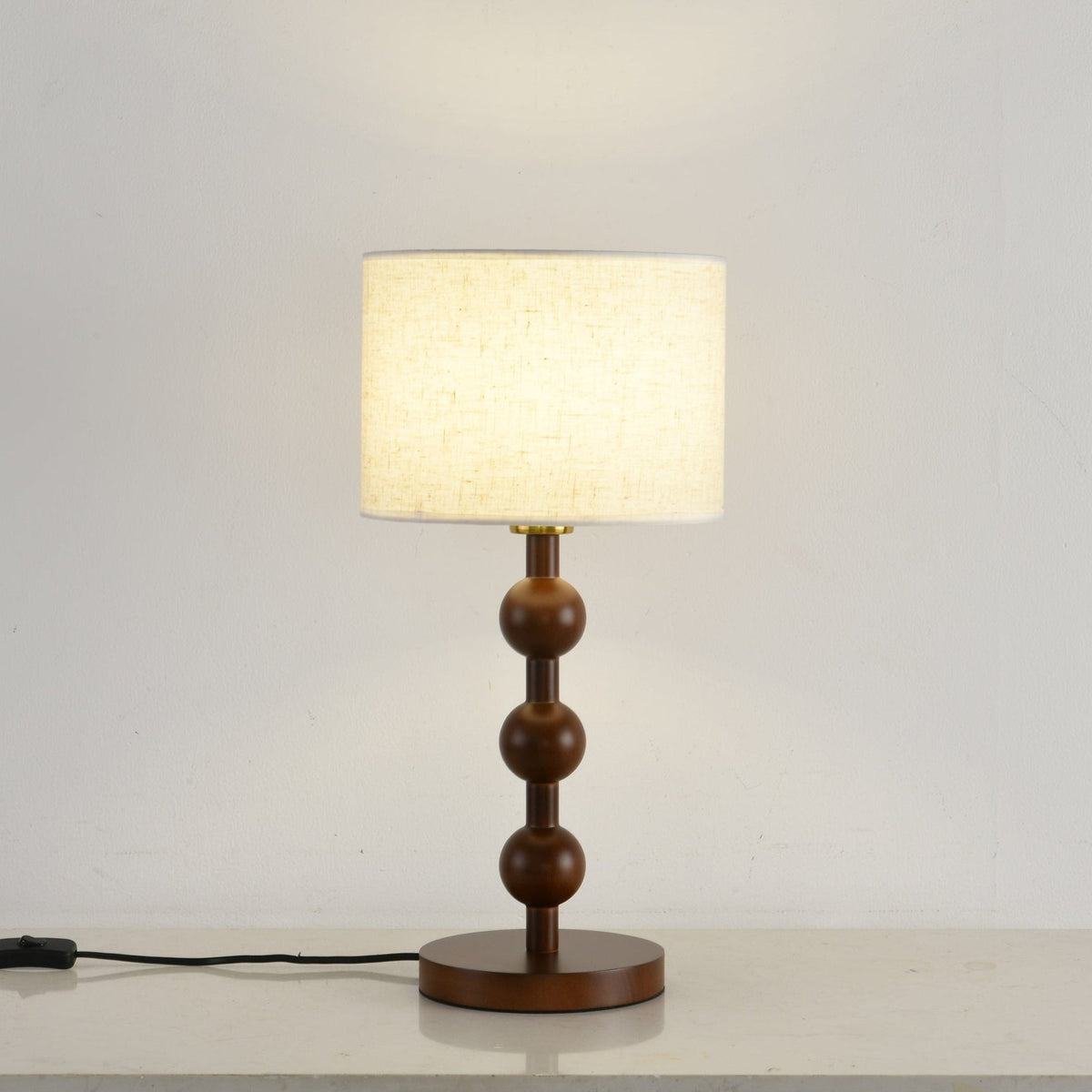 Orba Wooden Table Lamp with Fabric Shade – Modern Sculptural Lighting