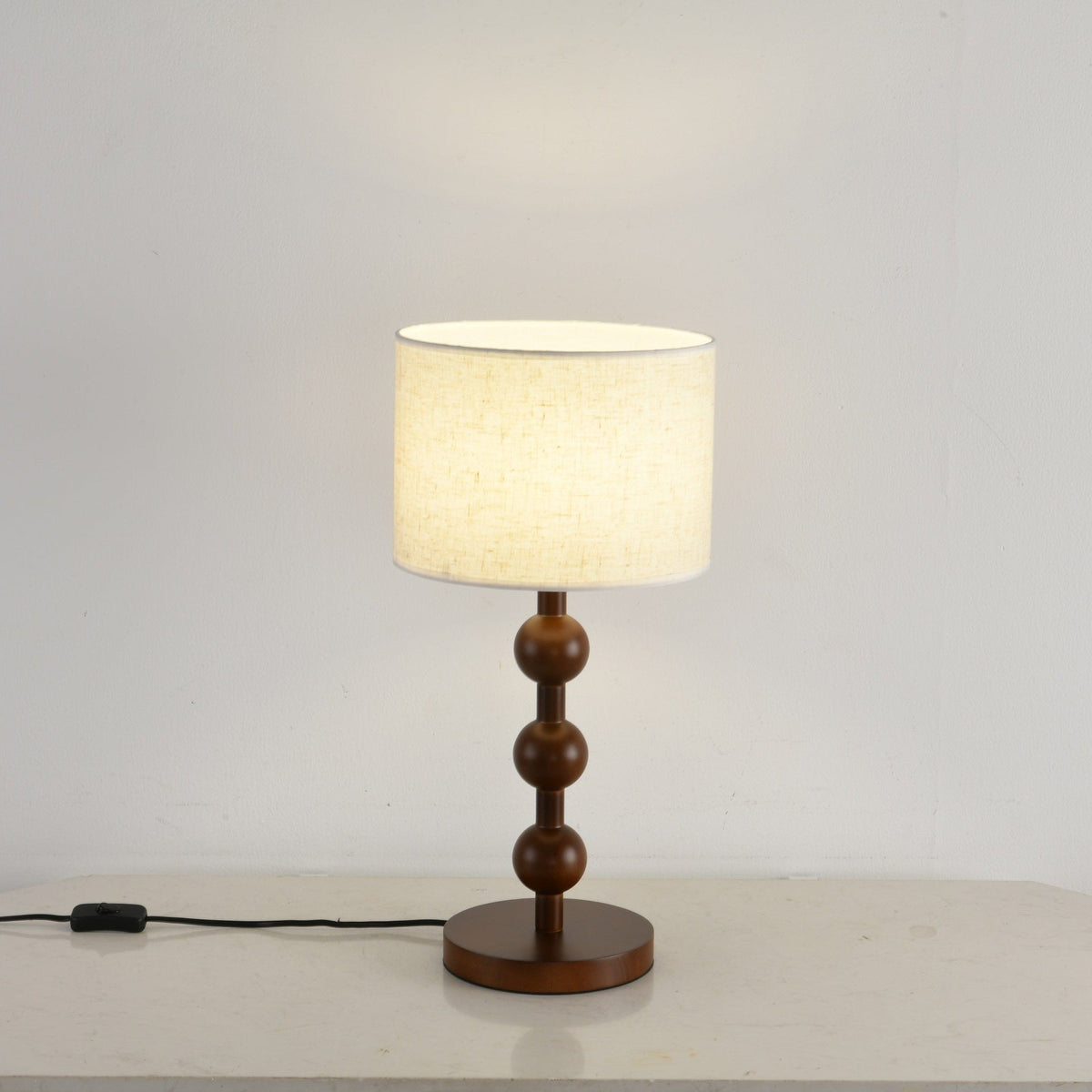 Orba Wooden Table Lamp with Fabric Shade – Modern Sculptural Lighting