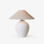 Aterra Ceramic Table Lamp – Minimalist White & Linen Designer Lamp