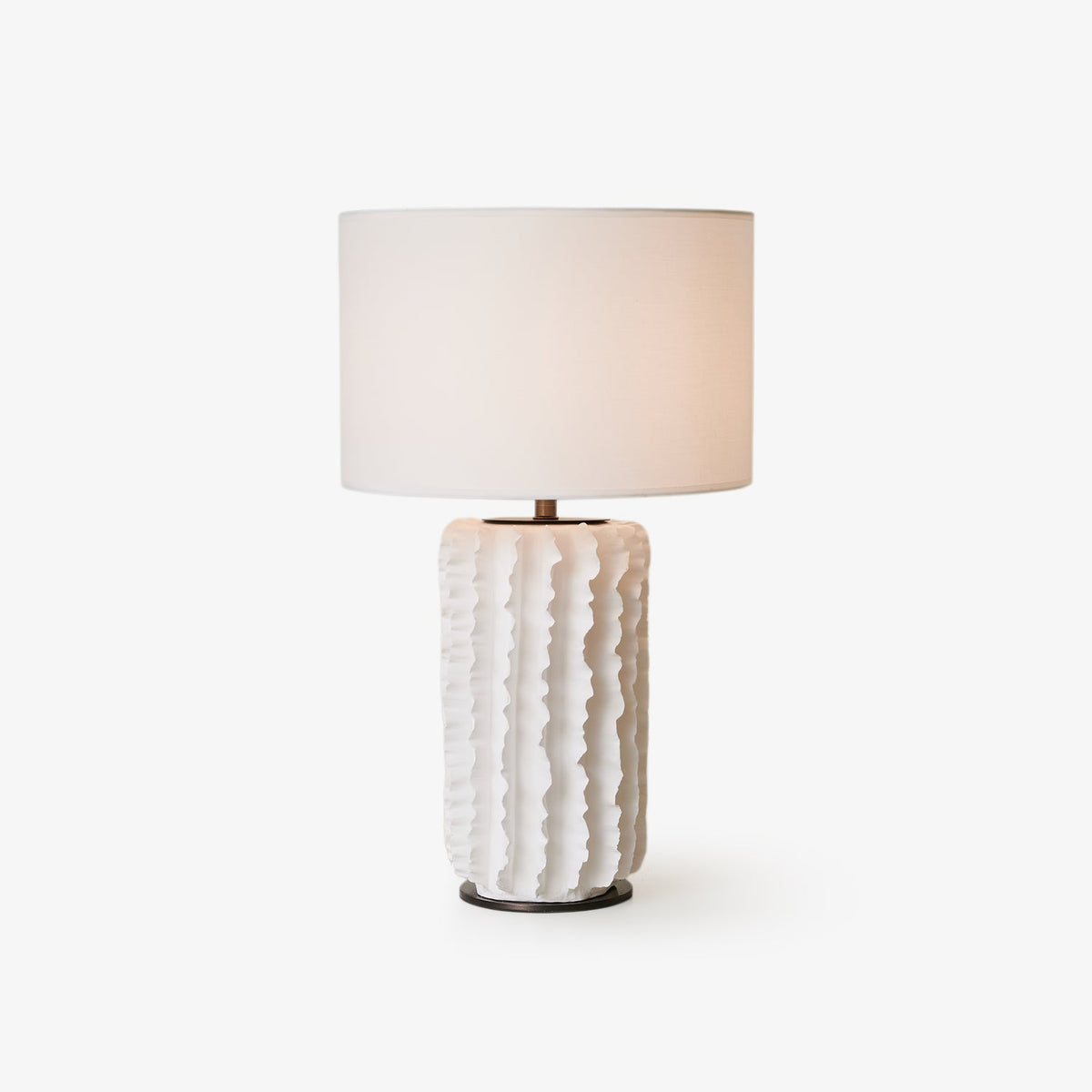 Arroyo Sculpted Ceramic Table Lamp with White Drum Shade