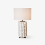 Arroyo Sculpted Ceramic Table Lamp with White Drum Shade