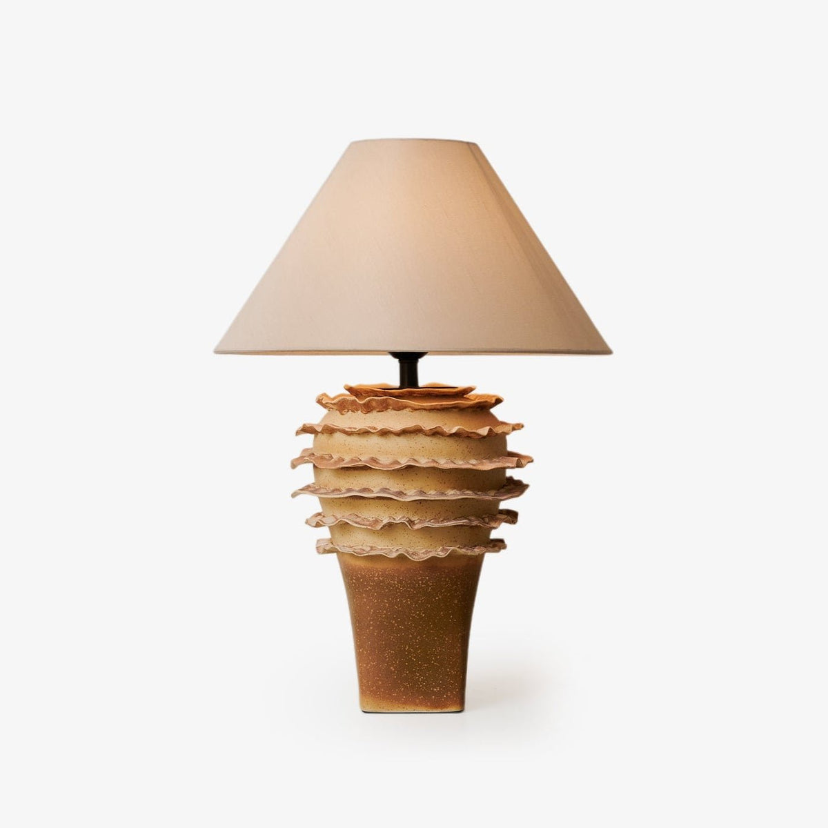 Terrana Sculptural Ceramic Table Lamp with Fabric Shade