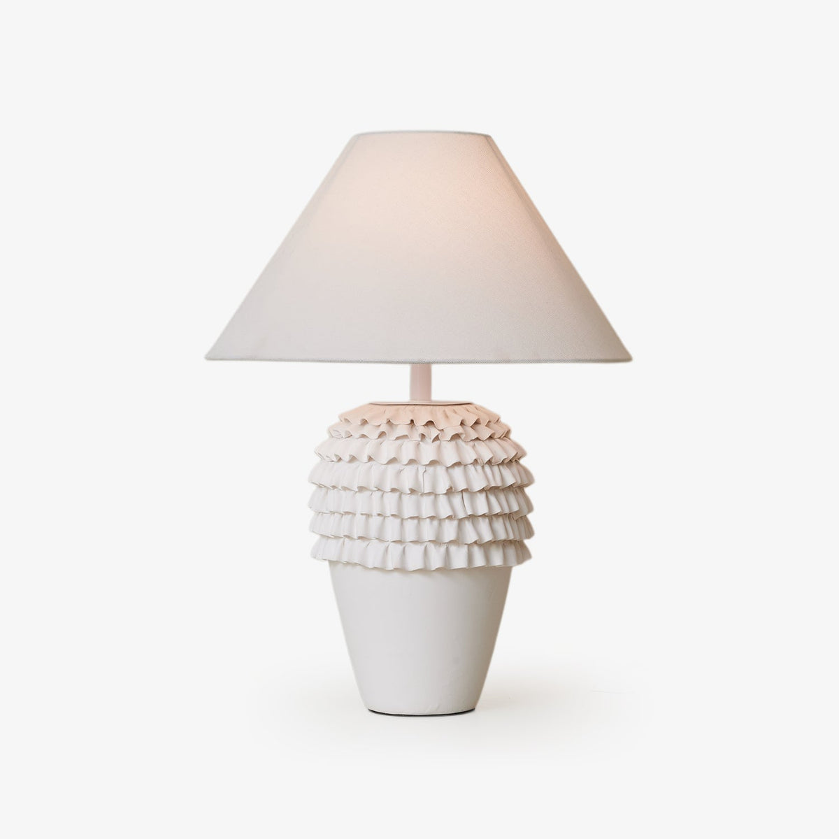 Ruffle Ceramic Table Lamp with Fluted Base and Fabric Shade