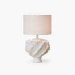 Sculptural Shell Table Lamp with Fabric Shade for Modern Interiors