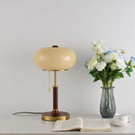 Liora Lantern Table Lamp – Walnut Wood & Amber Glass LED