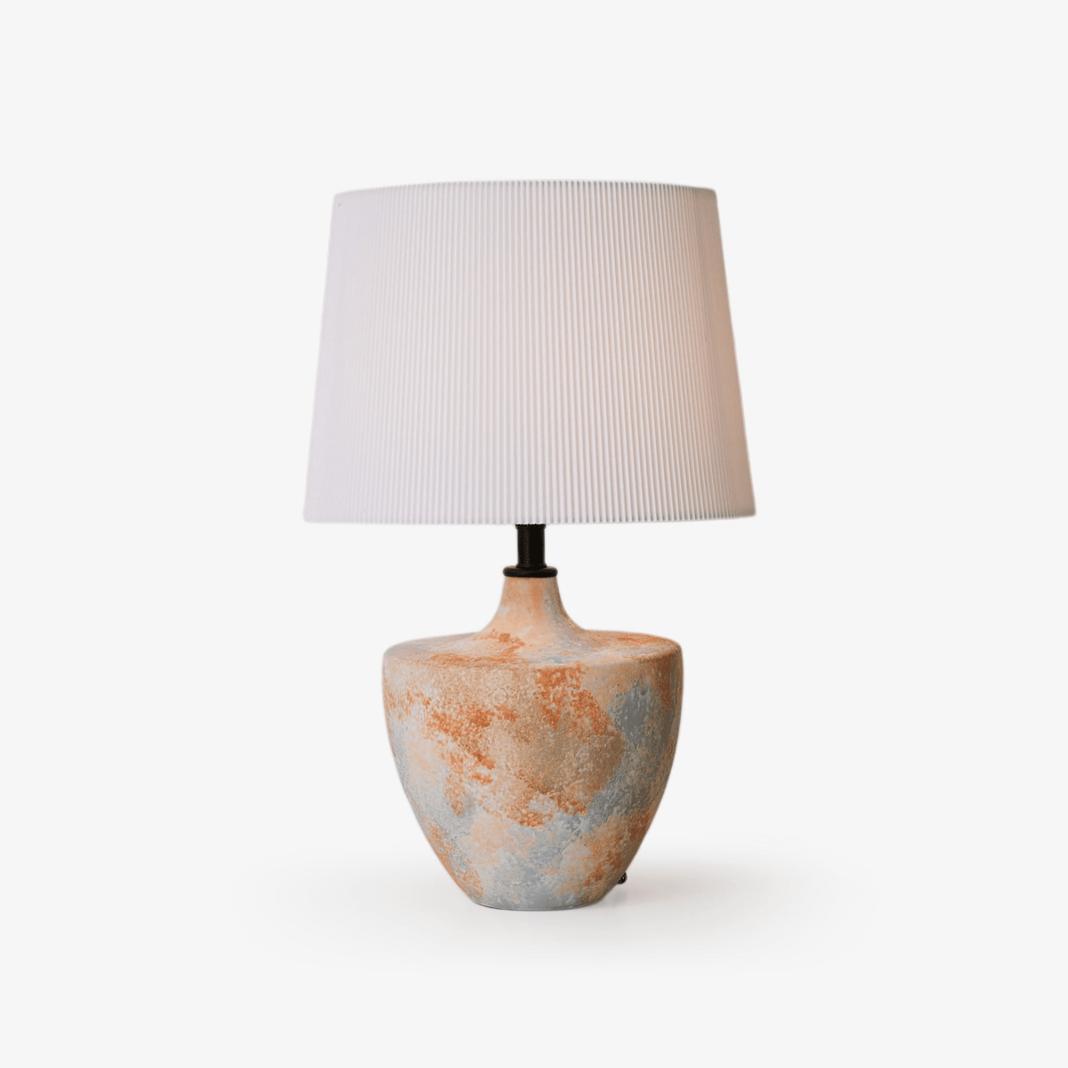 Terrara Textured Ceramic Table Lamp with Pleated Shade