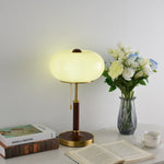 Liora Lantern Table Lamp – Walnut Wood & Amber Glass LED