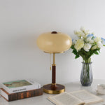 Liora Lantern Table Lamp – Walnut Wood & Amber Glass LED