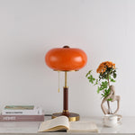 Liora Lantern Table Lamp – Walnut Wood & Amber Glass LED