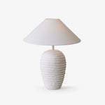 Nivara Ripple Ceramic Table Lamp with Linen Shade for Modern Interiors