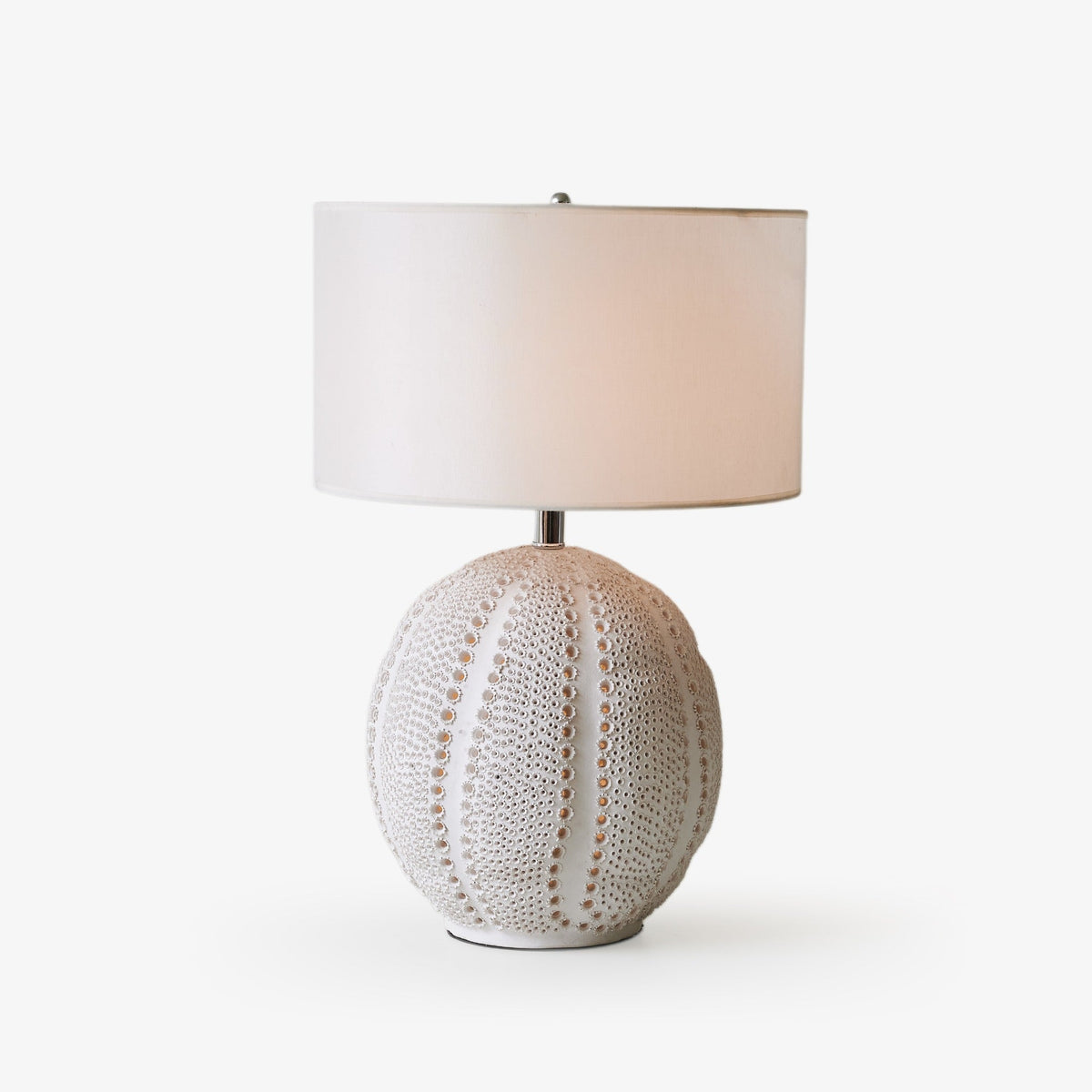 Urchin Sculptural Ceramic Table Lamp with Linen Shade