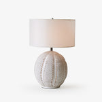 Urchin Sculptural Ceramic Table Lamp with Linen Shade