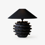 Eclipse Ruffle Ceramic Table Lamp with Black Fabric Shade