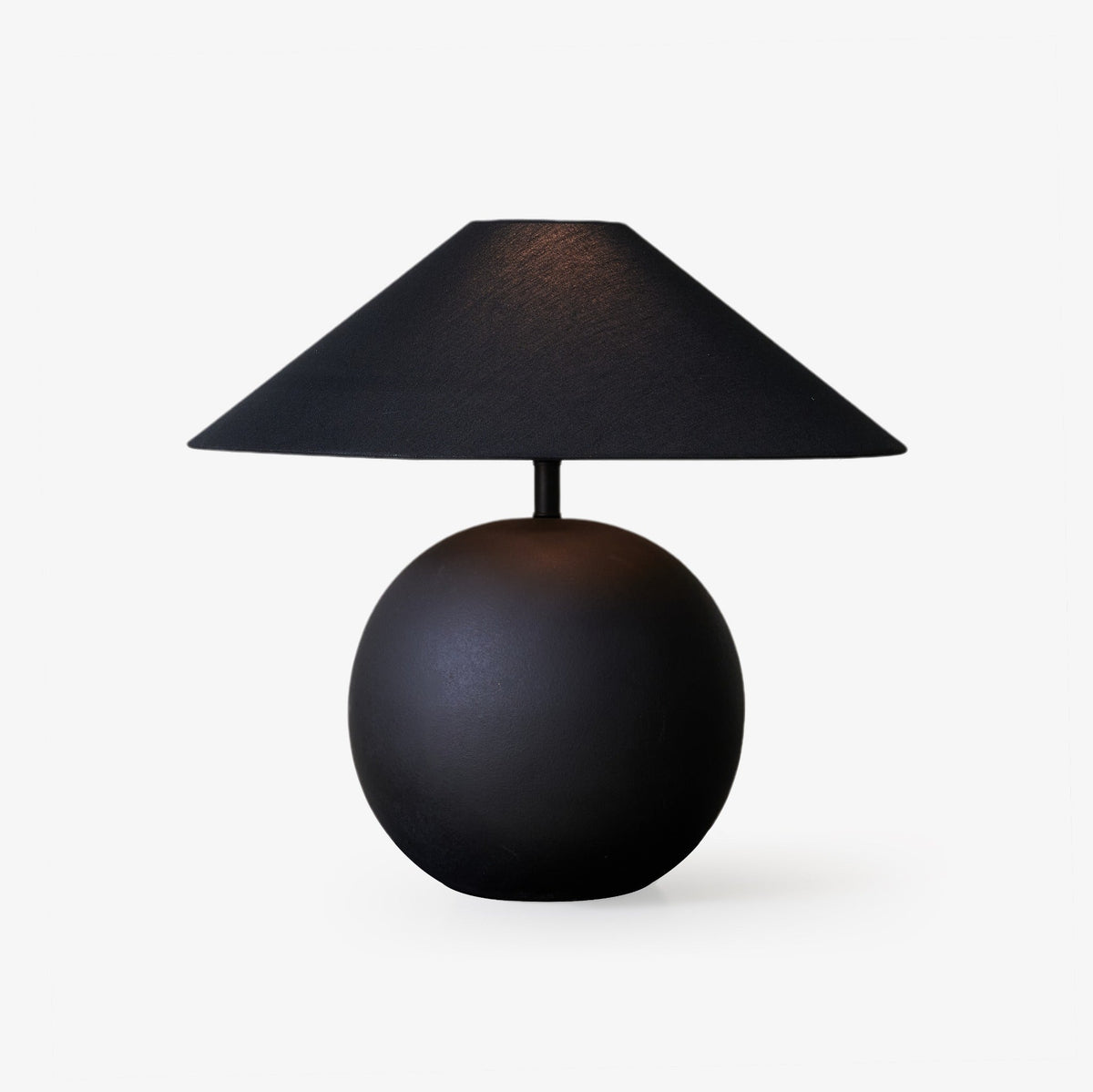 Obsidian Sphere Ceramic Table Lamp with Fabric Shade