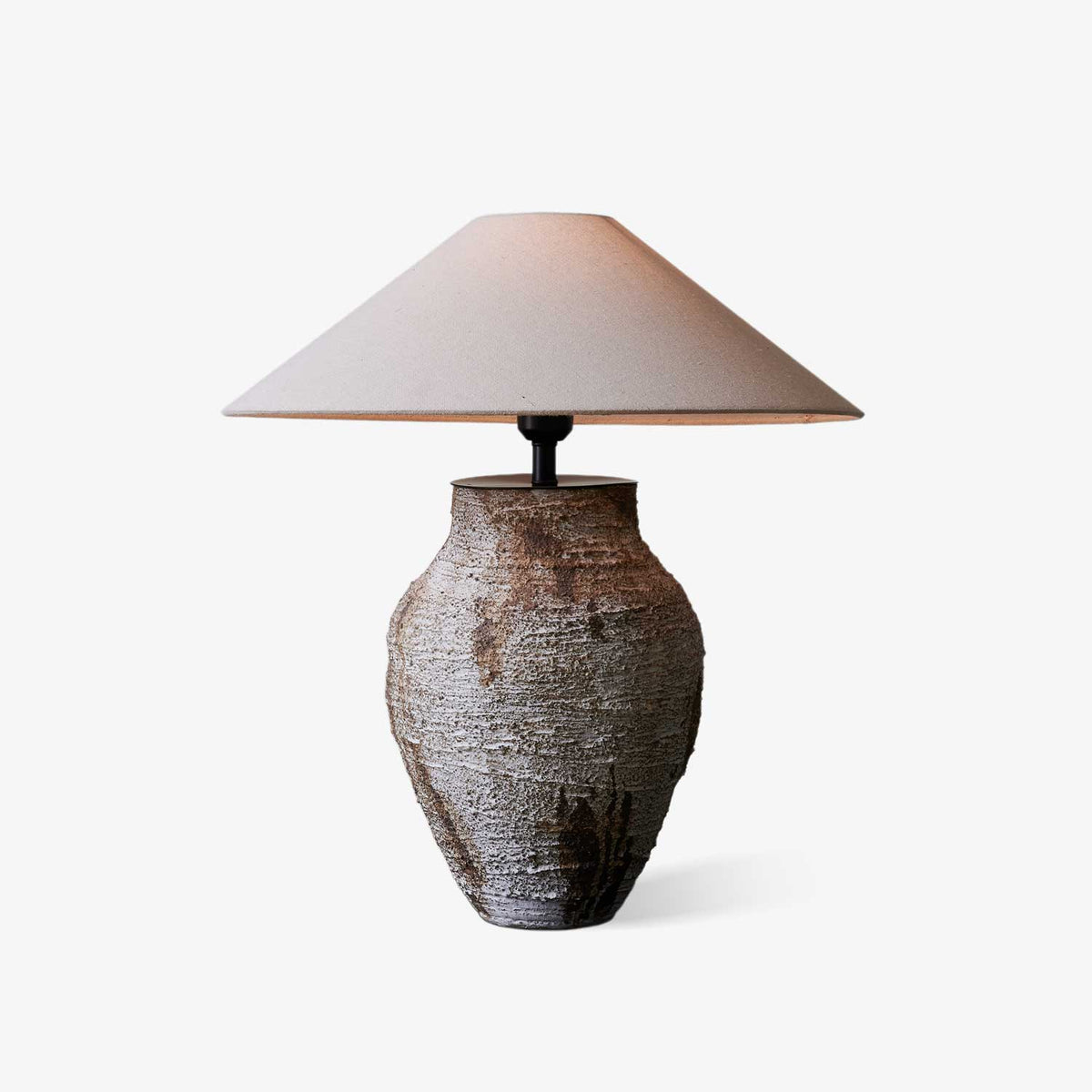 Arden Textured Clay Table Lamp with Linen Shade for Living Room and Bedroom