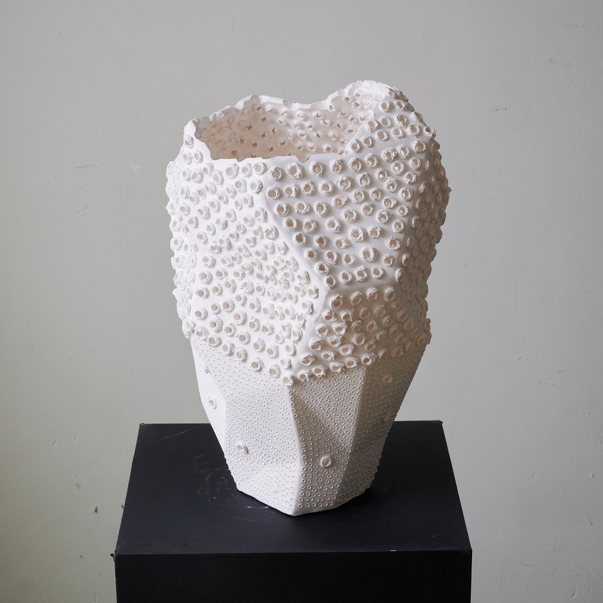 Urchin Sculptural Ceramic Table Lamp with Linen Shade