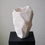 Urchin Sculptural Ceramic Table Lamp with Linen Shade