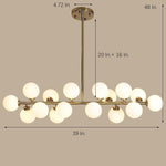 Modern Gold Kitchen Island Light 16 Light Linear Iron Global Glass Ceiling Lights Fixture 48W 110V Hardwired Indoor