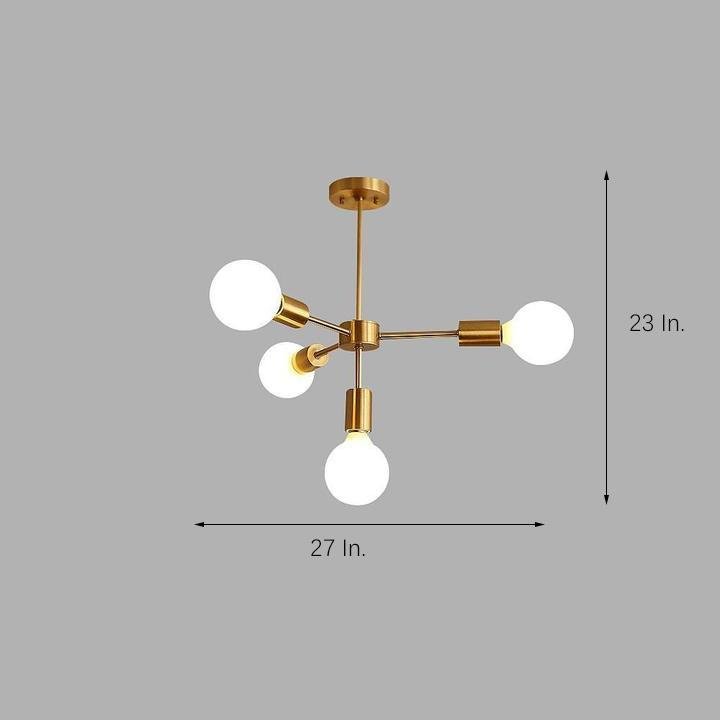 Luxurious Gold 4 Light Pendant Light Modern 27 Ceiling Fixture