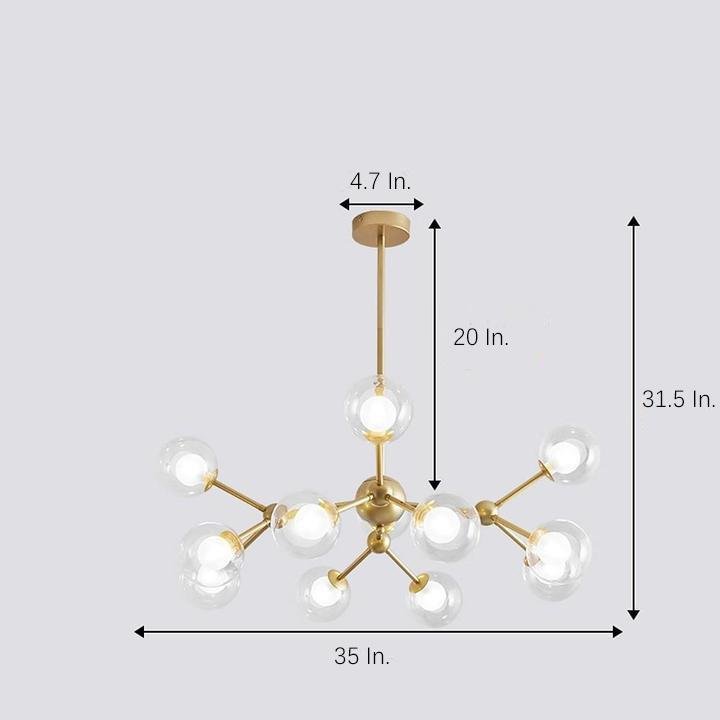 Radiant Beauty 12 Light Sputnik Semi Flush Fixture Chandelier
