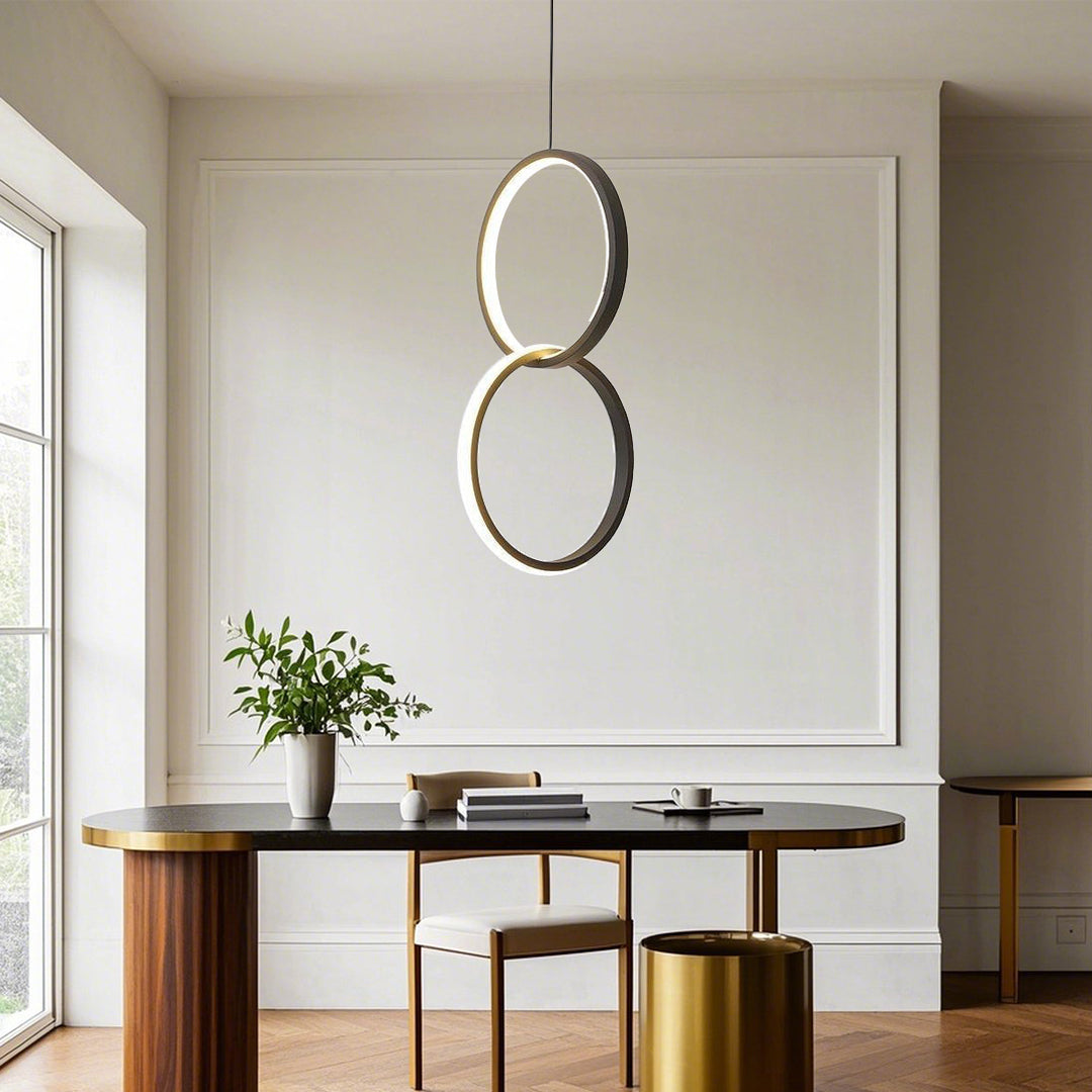 Aurelia Interlocking Dual Ring LED Pendant Light in Aluminum and Acrylic