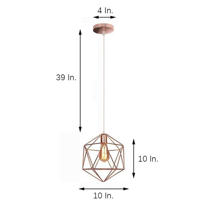Geometric Cage LED Pendant Light in Black or Rose Gold