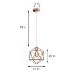 Geometric Cage LED Pendant Light in Black or Rose Gold