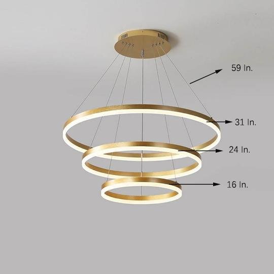 Trio of Illumination: Modern LED Chandelier with Adjustable Rings