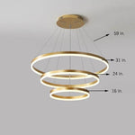 Trio of Illumination: Modern LED Chandelier with Adjustable Rings