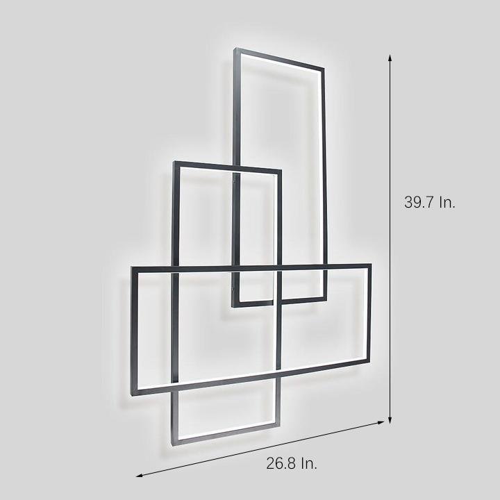 Overlapping Rectangles Aluminum Geometric Style Flush Mount Lighting Led Ceiling Light