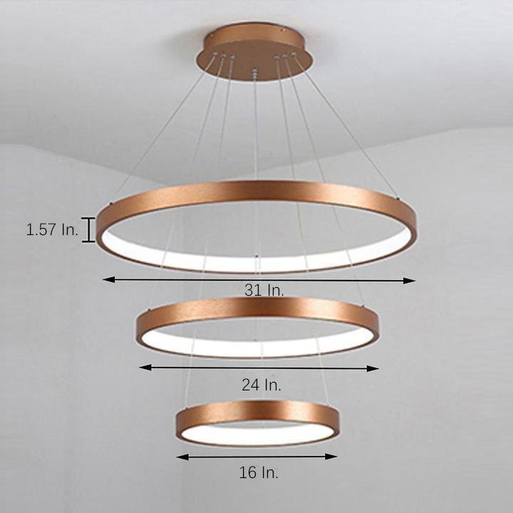 Acrylic Bronze 3 Tier Ring Chandelier Dimmable Led 59 Adjustable Pendant Lights