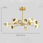 Modern Brass Led Chandelier With Ring Crystal Shades