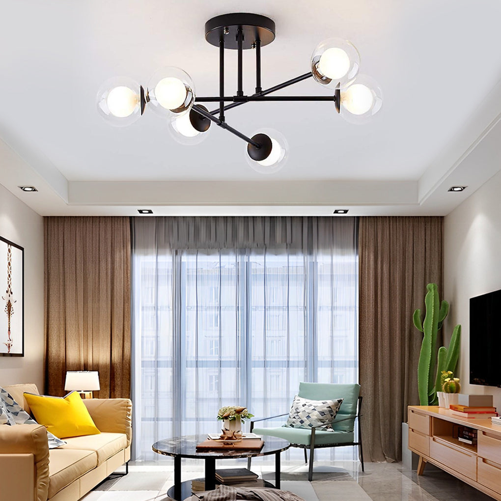 Aurelia Six-Light Sputnik Chandelier in Glass and Metal