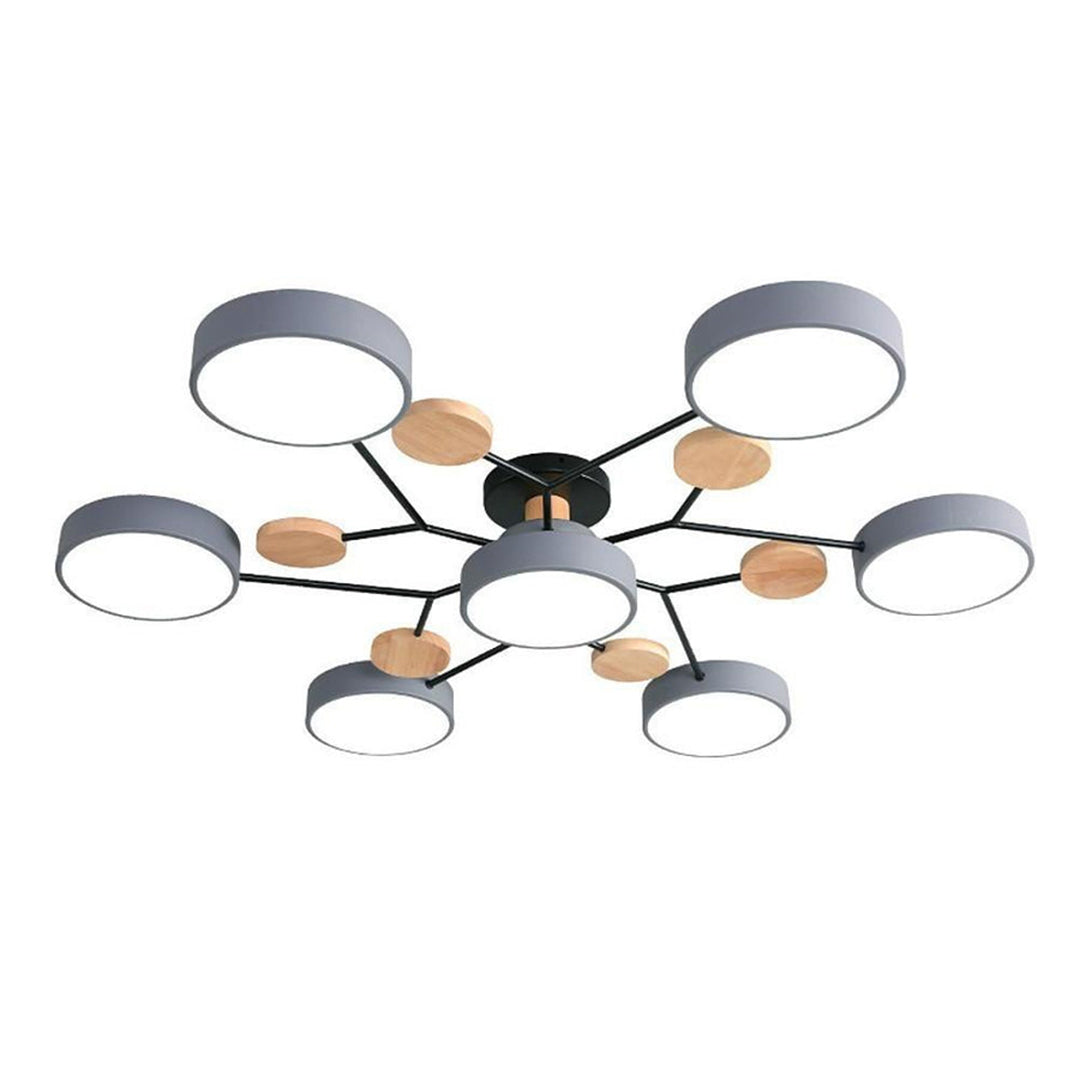 Orbital Sputnik Semi Flush Mount LED Chandelier in Metal and Acrylic