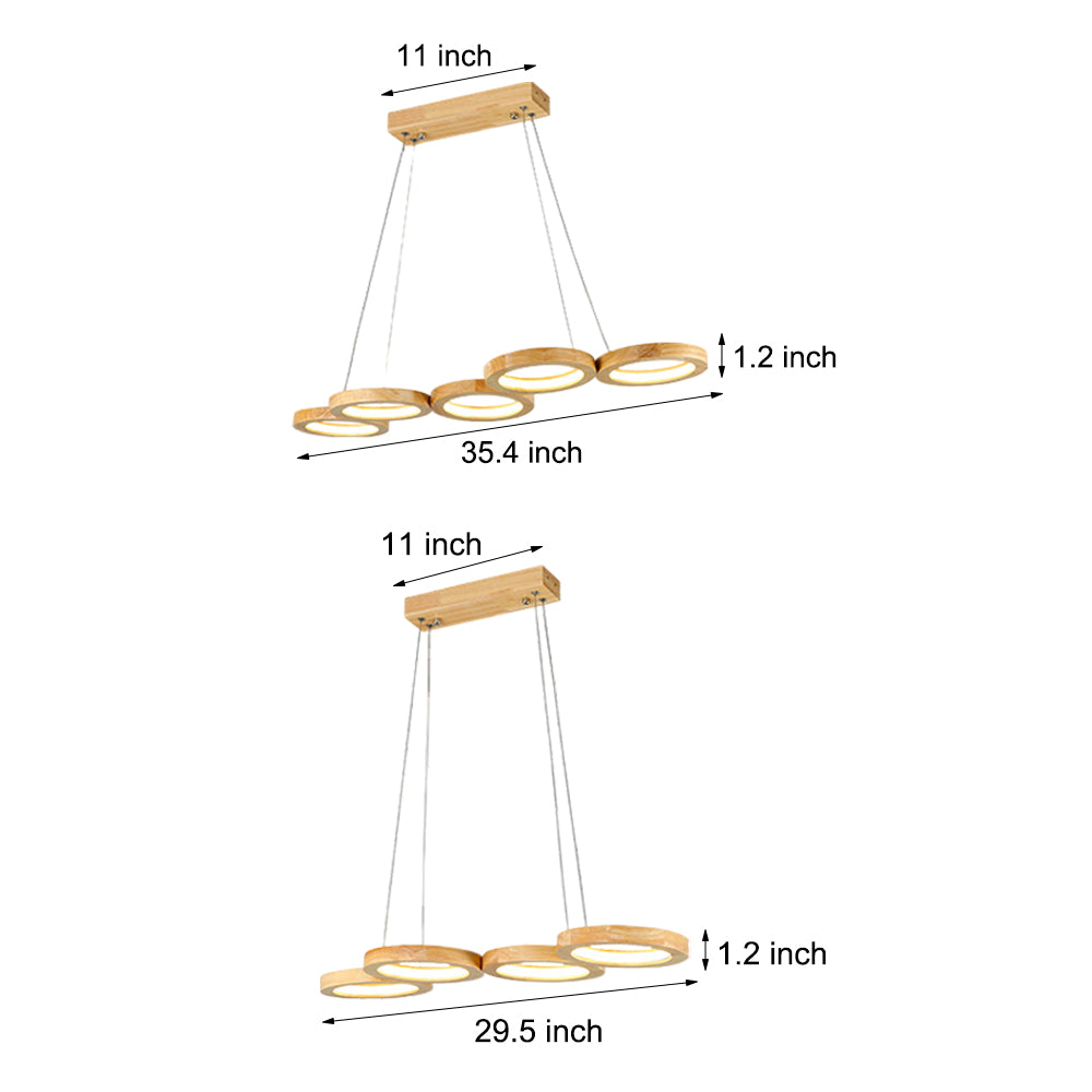 Aurelia Four-Ring Wood LED Pendant Light – Modern Minimalist Ceiling Fixture