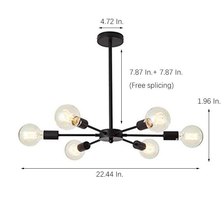 Mid Century Sputnik Semi Flush Mount Bedroom 193Sq Ft 269Sq Ft Illumination Area Ceiling Light