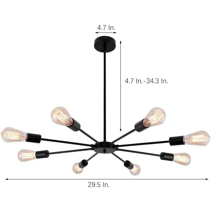 Mid Century Sputnik Semi Flush Mount Bedroom 193Sq Ft 269Sq Ft Illumination Area Ceiling Light