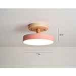 Halo Drum Flush Mount Ceiling Light in Wood and Metal