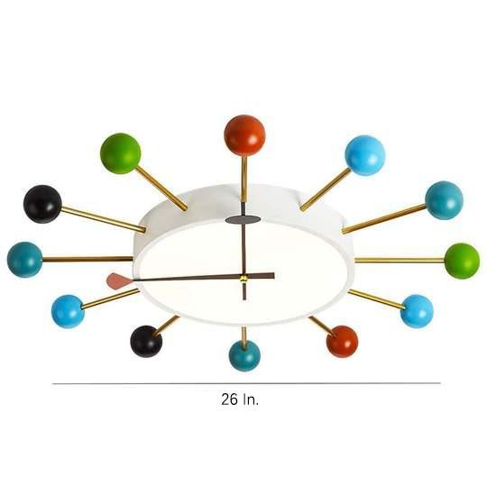 24 Inches Colorful Nelson Ball Clock Led Round Flush Mount Ceiling Light